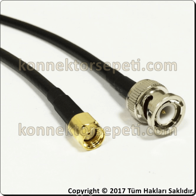 BNC erkek - RP SMA erkek Koaksiyel Kablo Rg58