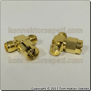 RP SMA male - 2 X RP SMA female Multiplier T Connector