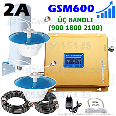 GSM Sinyal Yükseltici Boooster Üç Bandlı - 2 İç Antenli