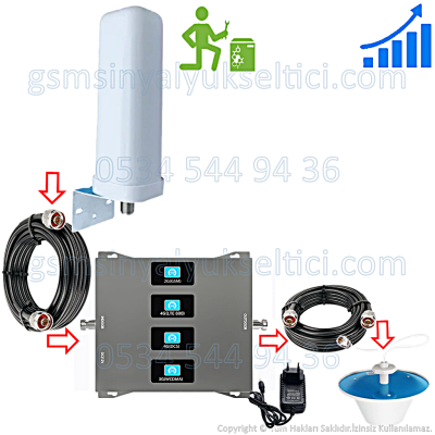 GSM Sinyal Yükseltici Boooster Dört Bandlı - 2 İç Antenli