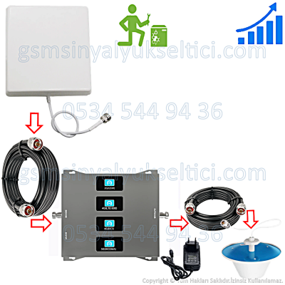 GSM Sinyal Yükseltici Boooster Dört Bandlı - 2 İç Antenli